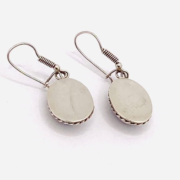 Sterling Vintage Earrings Purple Lace Agate Dangles Drops - Picture 2 of 11